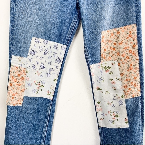 Reformation Floral Patchwork High Waist Button Fly Jeans Sz 23 - Picture 8 of 12